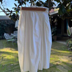 Brioni pleated accents white cotton midi skirt Size: M | US6, IT42